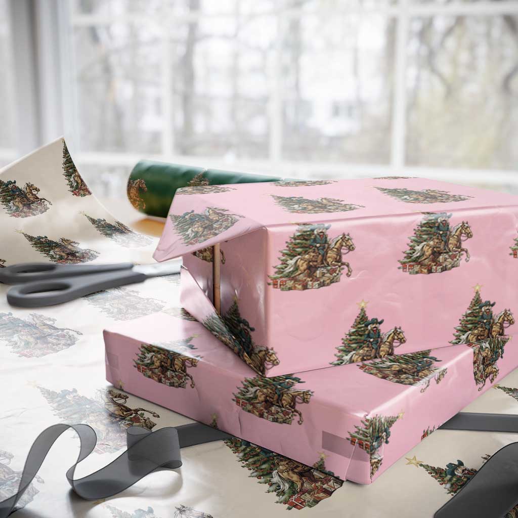 Funny Nutcracker Riding Horse Wrapping Paper Roll Western Life Christmas Gift TS12 Light Pink Print Your Wear