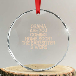 Funny Obama Joke Crystal Glass Ornament The Babysitter Is Weird Political Humor