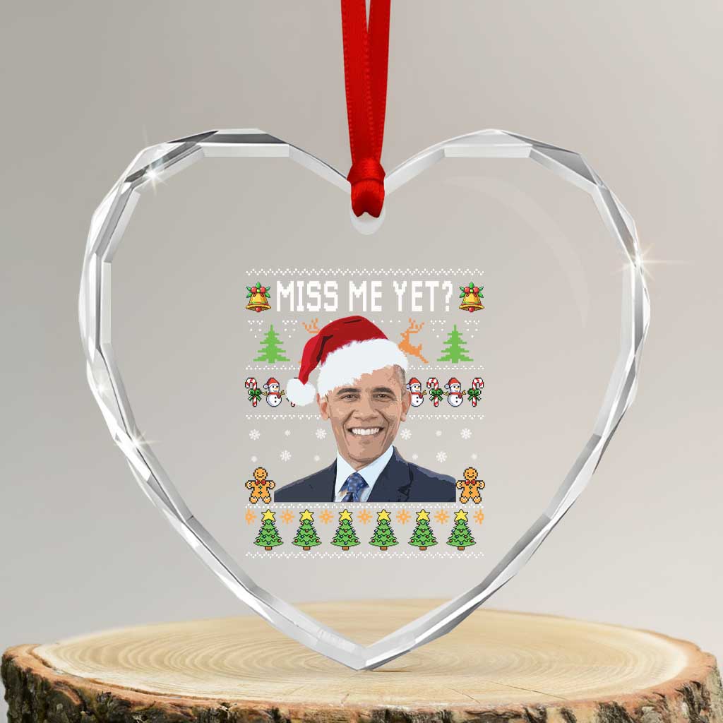 Funny Obama Ugly Xmas Heart Crystal Glass Ornament Miss Me Yet Pajamas Ugly TS10 Transparent Glass 3'' Heart Print Your Wear