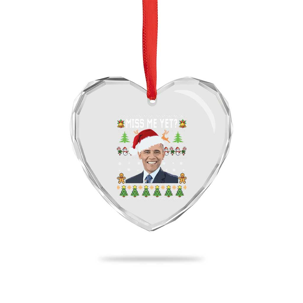 Funny Obama Ugly Xmas Heart Crystal Glass Ornament Miss Me Yet Pajamas Ugly TS10 Print Your Wear