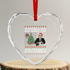 Funny Office Christmas Heart Crystal Glass Ornament Party Well Happy Birthday Jesus TV Show Ugly Xmas TS10 Transparent Glass 3'' Heart Print Your Wear