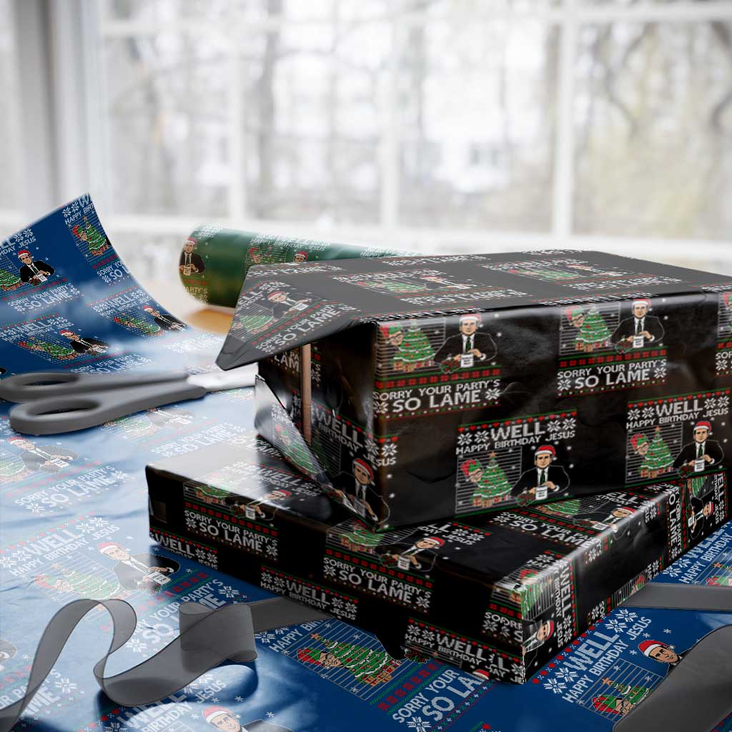 Funny Office Christmas Wrapping Paper Roll Party Well Happy Birthday Jesus TV Show Ugly Xmas TS10 Black Print Your Wear