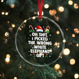 Funny Oh Shit I Picked The Wrong White Elephant Gift Crystal Glass Ornament Christmas Gift Exchange Santa Hat TS11 Print Your Wear