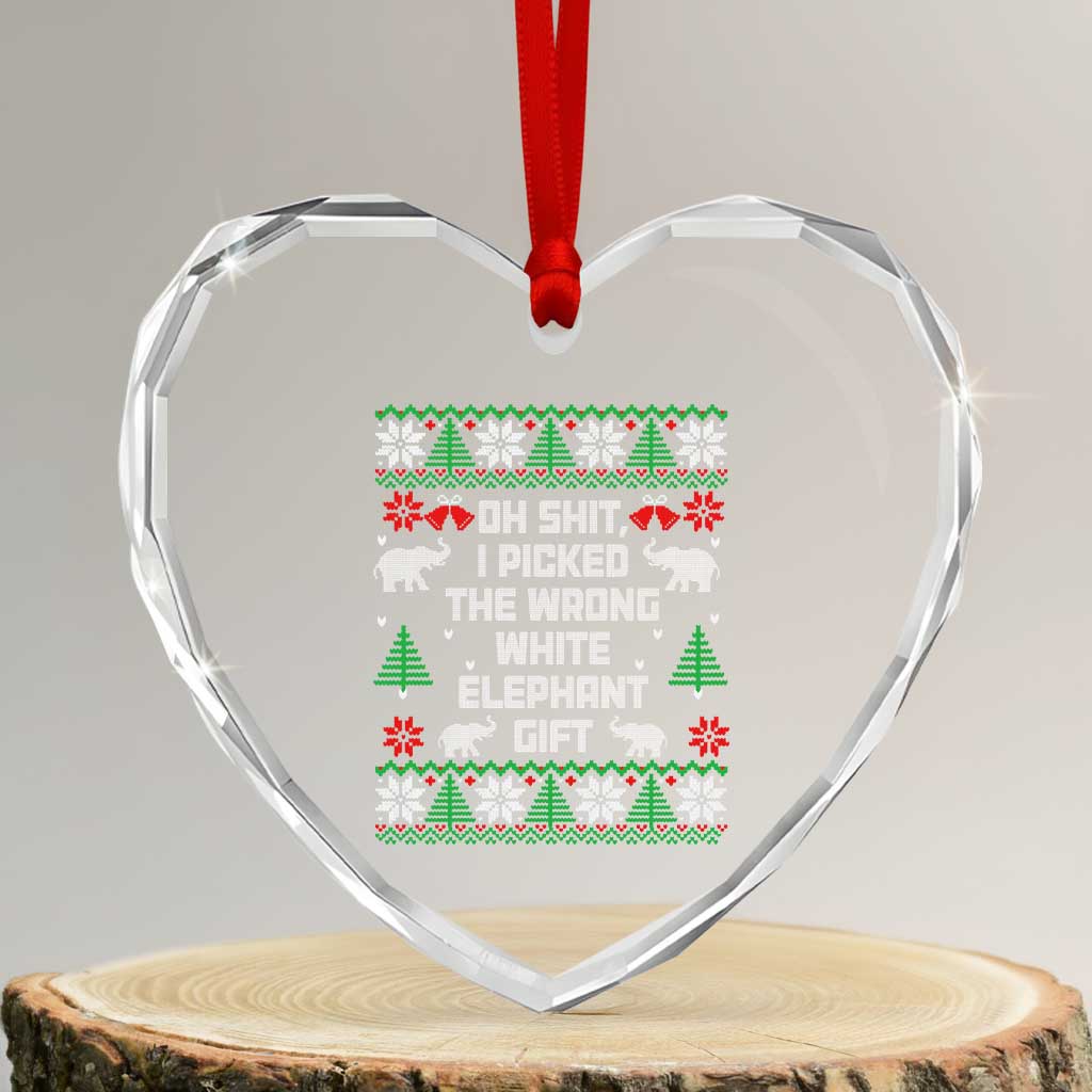 Funny Oh Shit I Picked The Wrong White Elephant Gift Heart Crystal Glass Ornament Christmas Gift Exchange TS11 Transparent Glass 3'' Heart Print Your Wear