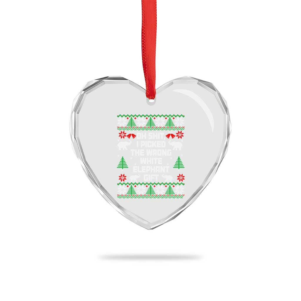 Funny Oh Shit I Picked The Wrong White Elephant Gift Heart Crystal Glass Ornament Christmas Gift Exchange TS11 Print Your Wear