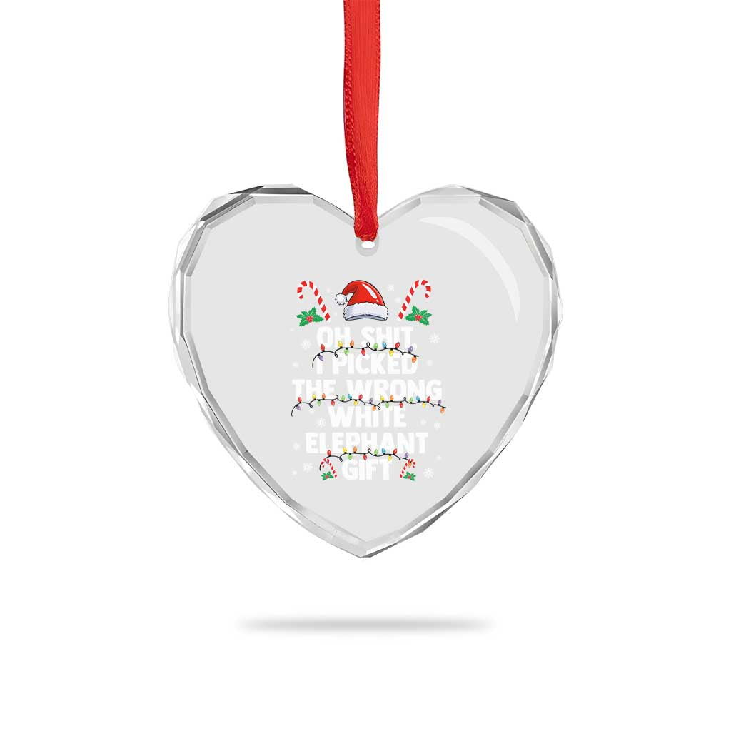 Funny Oh Shit I Picked The Wrong White Elephant Gift Heart Crystal Glass Ornament Christmas Gift Exchange Santa Hat TS11 Print Your Wear