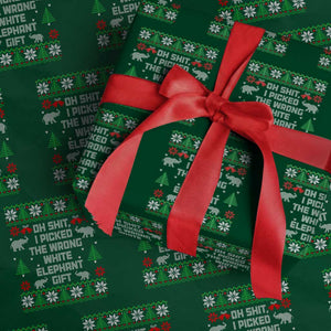 Funny Oh Shit I Picked The Wrong White Elephant Gift Wrapping Paper Roll Christmas Gift Exchange TS11 Green Print Your Wear
