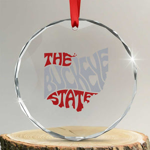 Funny Ohio Pride The Buckeye State Crystal Glass Ornament Map Of Ohio State TS11 Transparent Glass 3'' Circle Print Your Wear