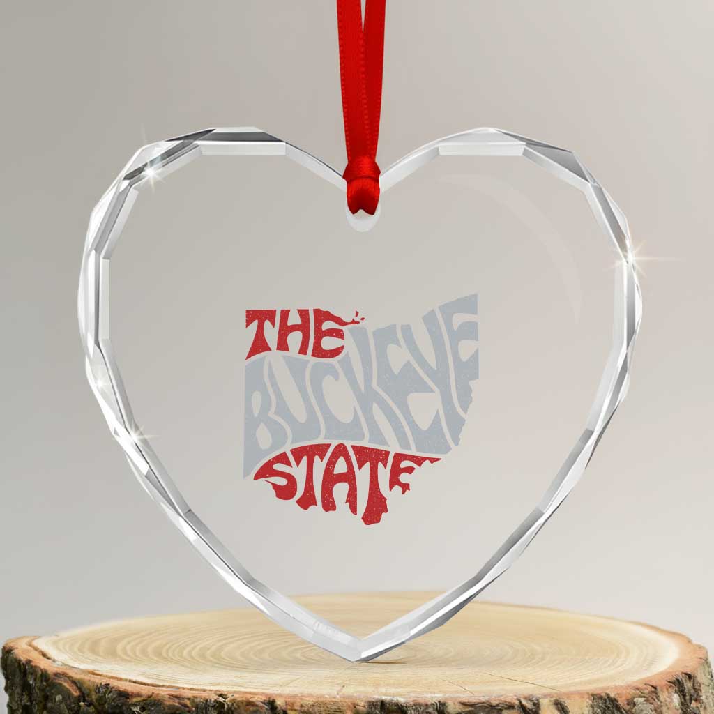 Funny Ohio Pride The Buckeye State Heart Crystal Glass Ornament Map Of Ohio State TS11 Transparent Glass 3'' Heart Print Your Wear