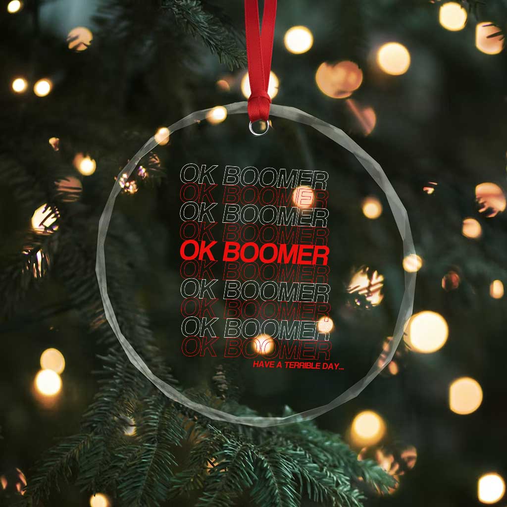 Funny OK Boomer Crystal Glass Ornament Gen Z Millennials Generation Meme Joke TS11 Print Your Wear