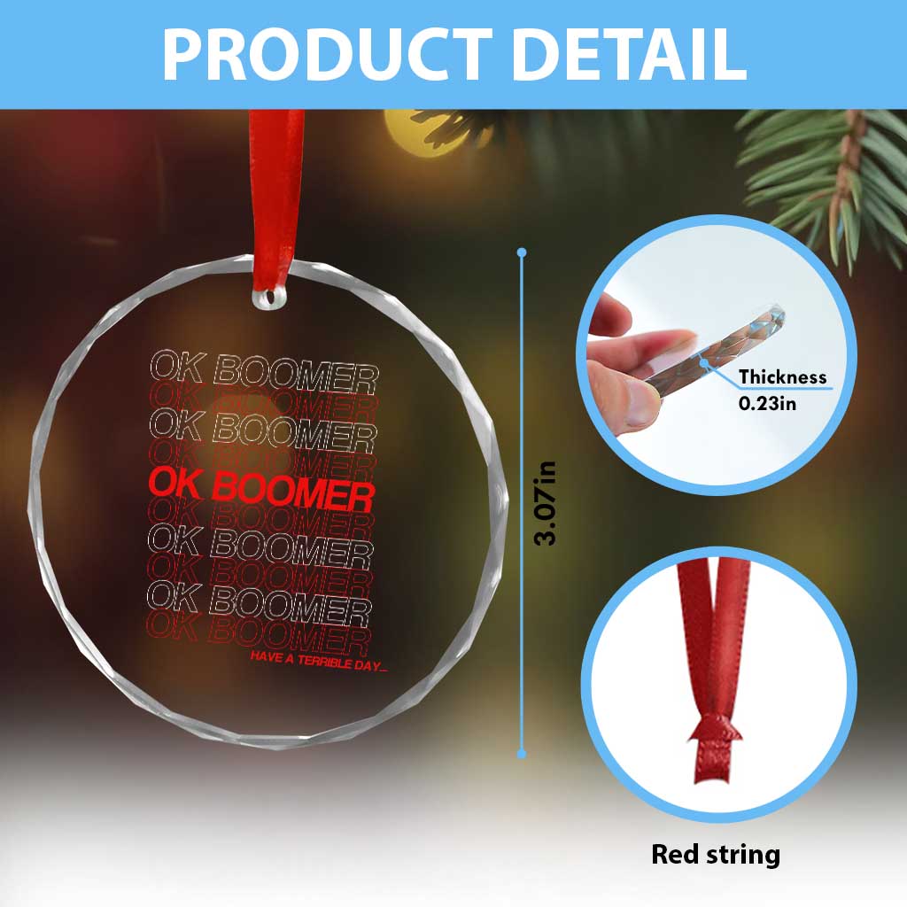 Funny OK Boomer Crystal Glass Ornament Gen Z Millennials Generation Meme Joke TS11 Print Your Wear