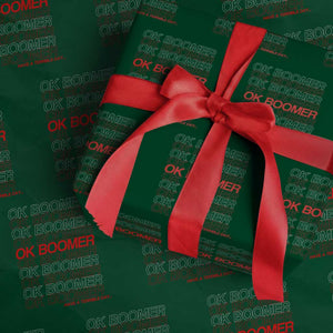 Funny OK Boomer Wrapping Paper Roll Gen Z Millennials Generation Meme Joke TS11 Green Print Your Wear