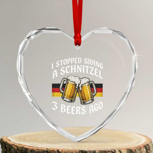 Funny Oktoberfest Beer Drinking Heart Crystal Glass Ornament I Stopped Giving A Schnitzel 3 Beers Ago