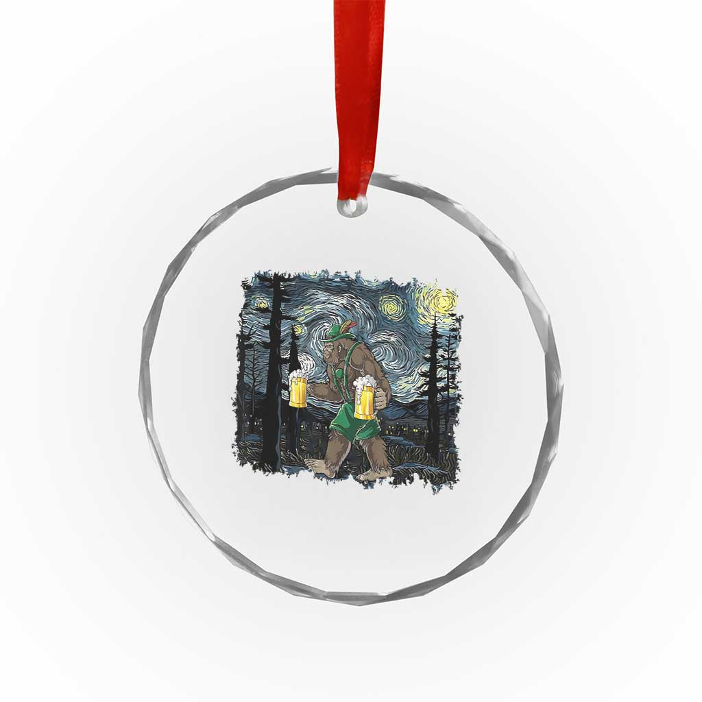 Funny Oktoberfest Bigfoot Crystal Glass Ornament Starry Night German Sasquatch Beer Lederhose TS10 Print Your Wear