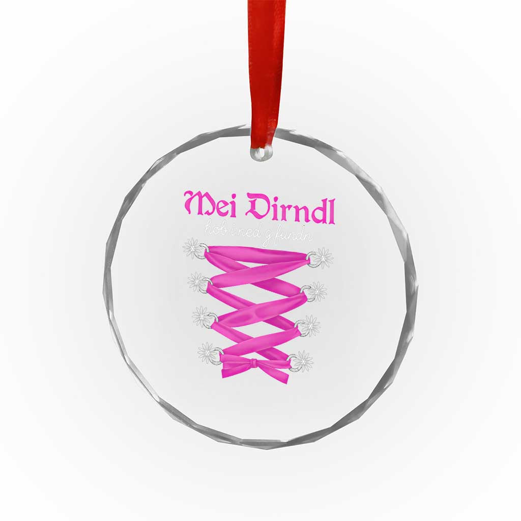 Funny Oktoberfest Corset in Pink Crystal Glass Ornament I Have Not Found My Dirndl TS02 Transparent Glass 3'' Circle Print Your Wear