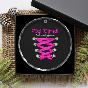 Funny Oktoberfest Corset in Pink Crystal Glass Ornament I Have Not Found My Dirndl TS02 Print Your Wear
