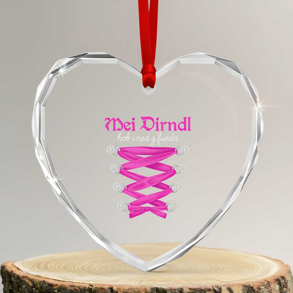 Funny Oktoberfest Corset in Pink Heart Crystal Glass Ornament I Have Not Found My Dirndl TS02 Transparent Glass 3'' Heart Print Your Wear
