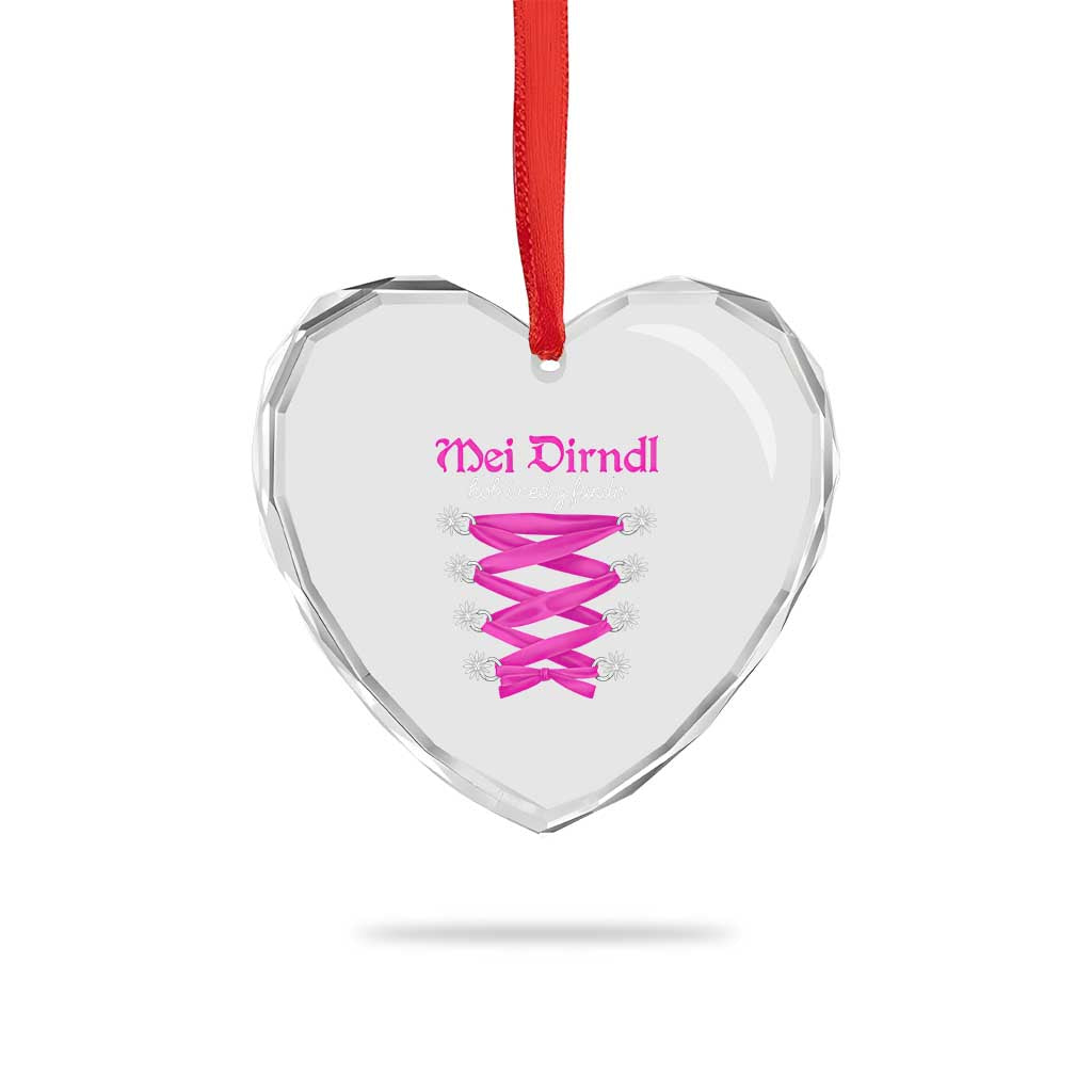 Funny Oktoberfest Corset in Pink Heart Crystal Glass Ornament I Have Not Found My Dirndl TS02 Print Your Wear