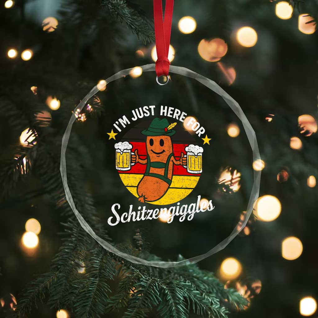 Funny Oktoberfest Crystal Glass Ornament Just Here for Schitzengiggles German Flag TS10 Print Your Wear
