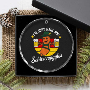 Funny Oktoberfest Crystal Glass Ornament Just Here for Schitzengiggles German Flag TS10 Print Your Wear