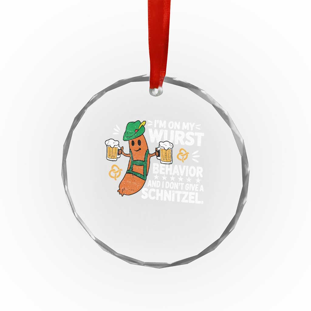 Funny Oktoberfest Crystal Glass Ornament On My Wurst Behavior Sarcastic German TS10 Print Your Wear