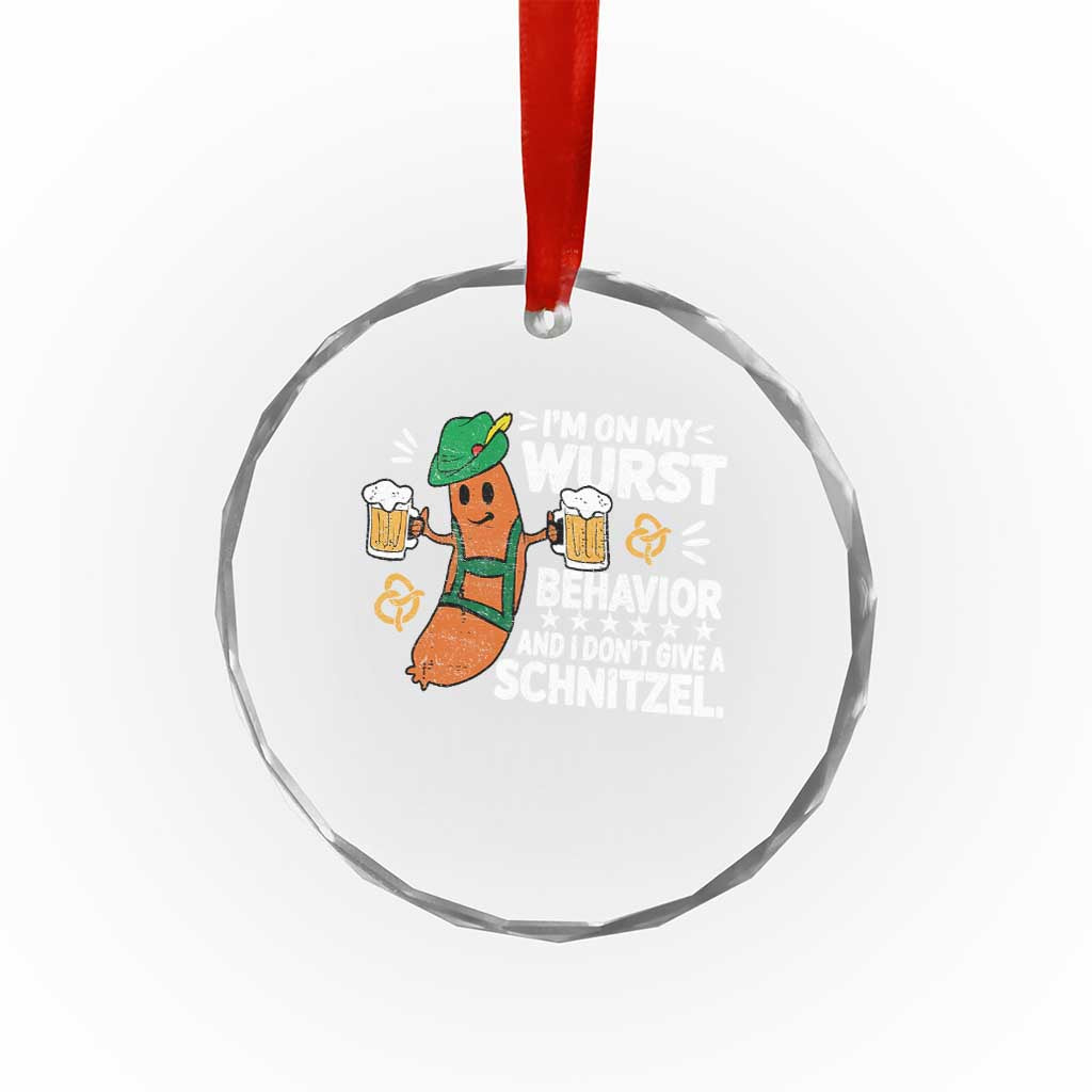 Funny Oktoberfest Crystal Glass Ornament On My Wurst Behavior Sarcastic German TS10 Print Your Wear