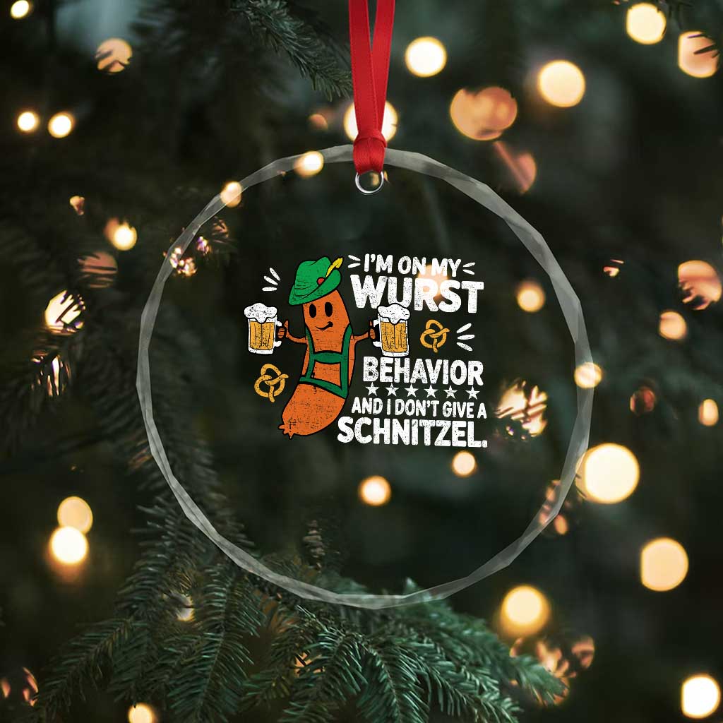 Funny Oktoberfest Crystal Glass Ornament On My Wurst Behavior Sarcastic German TS10 Print Your Wear