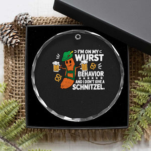 Funny Oktoberfest Crystal Glass Ornament On My Wurst Behavior Sarcastic German TS10 Print Your Wear