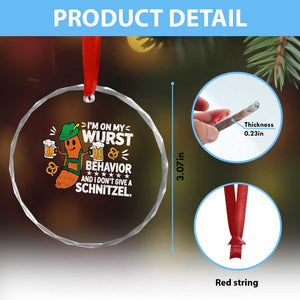 Funny Oktoberfest Crystal Glass Ornament On My Wurst Behavior Sarcastic German TS10 Print Your Wear