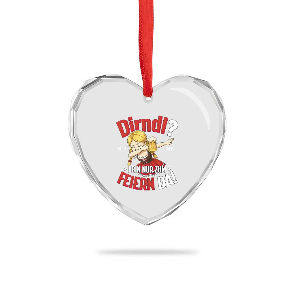 Funny Oktoberfest Dab Girl Heart Crystal Glass Ornament Dirndl I Bin Nur Zum Feiern Da Party TS02 Print Your Wear