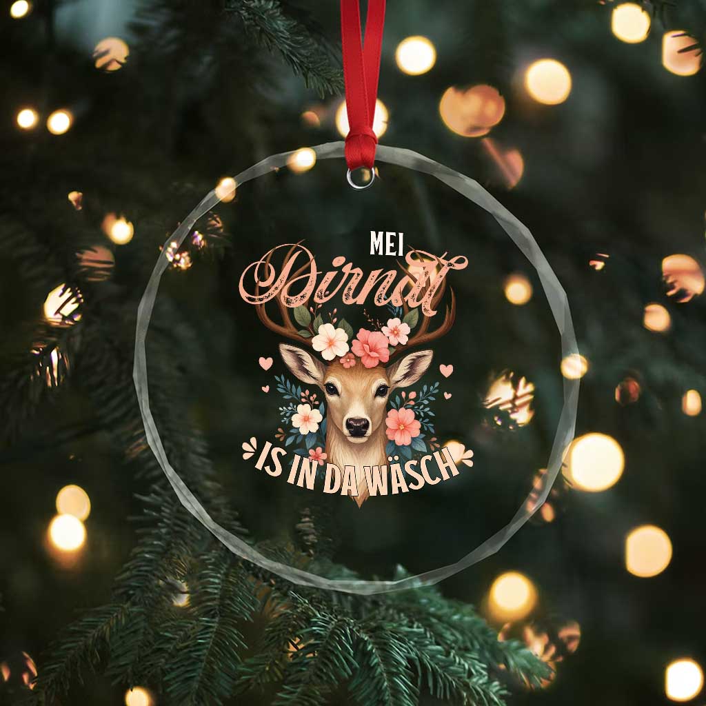 Funny Oktoberfest Deer Crystal Glass Ornament Mei Dirndl Is In Da Wasch German Bavarian Costume TS02 Print Your Wear