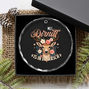 Funny Oktoberfest Deer Crystal Glass Ornament Mei Dirndl Is In Da Wasch German Bavarian Costume TS02 Print Your Wear
