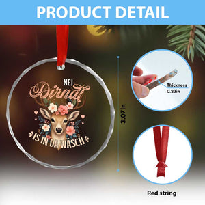 Funny Oktoberfest Deer Crystal Glass Ornament Mei Dirndl Is In Da Wasch German Bavarian Costume TS02 Print Your Wear