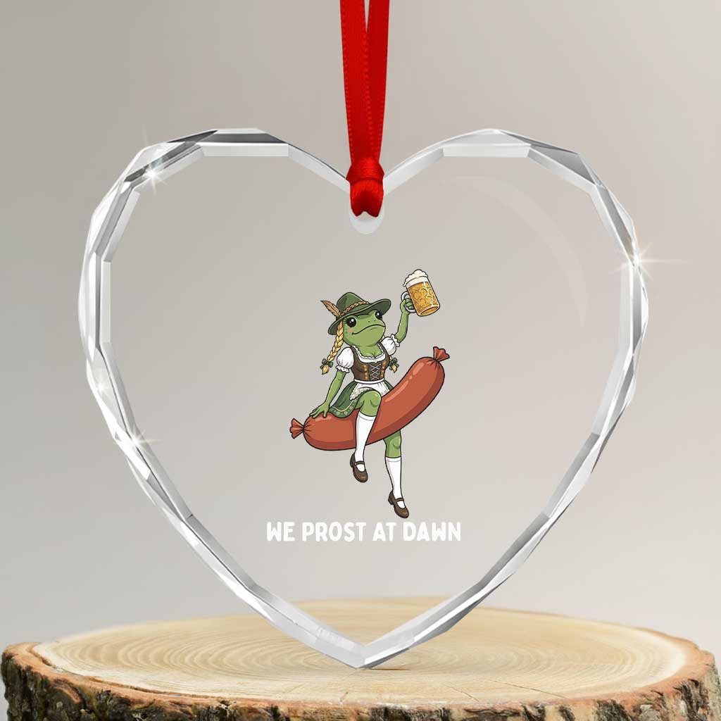 Funny Oktoberfest Frog Heart Crystal Glass Ornament We Prost At Dawn Dirndl Sausage Beer Lover TS12 Transparent Glass 3'' Heart Print Your Wear