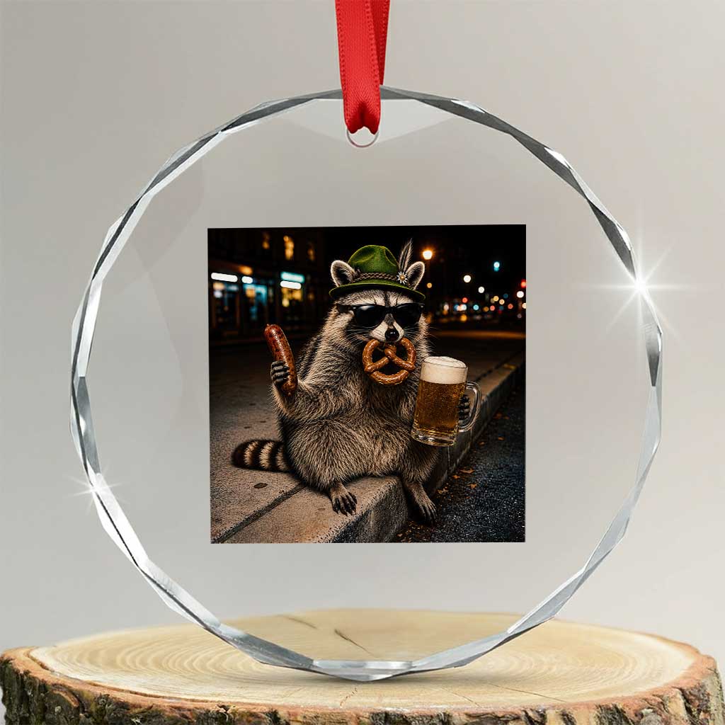 Funny Oktoberfest Raccoon Crystal Glass Ornament Cute Trash Panda Beer Festival Bavarian Gift TS12 Transparent Glass 3'' Circle Print Your Wear