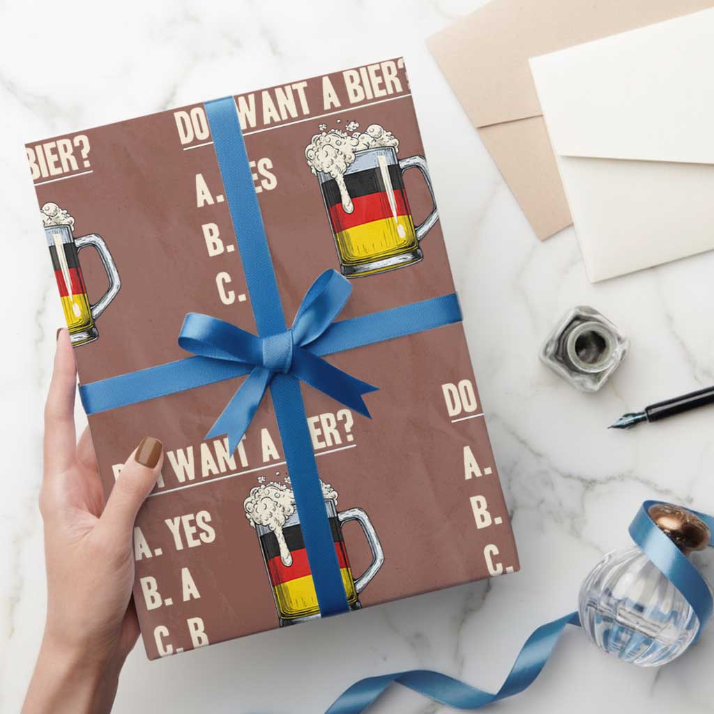 Funny Oktoberfest Wrapping Paper Roll Do I Want A Bier Sarcastic Drinking German Flag TS10 Mocha Print Your Wear