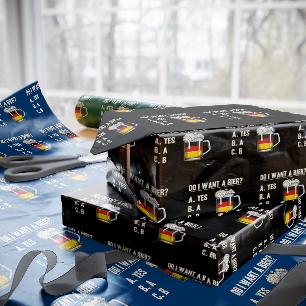 Funny Oktoberfest Wrapping Paper Roll Do I Want A Bier Sarcastic Drinking German Flag TS10 Black Print Your Wear