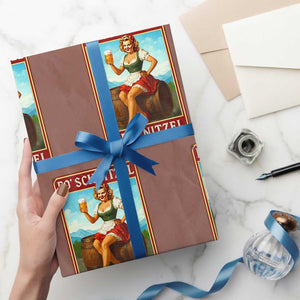 Funny Oktoberfest Wrapping Paper Roll German Octoberfest Matching Drinking Beer Pun Up Girl TS10 Mocha Print Your Wear