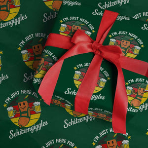 Funny Oktoberfest Wrapping Paper Roll Just Here for Schitzengiggles German Flag TS10 Green Print Your Wear