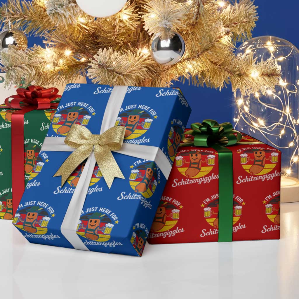 Funny Oktoberfest Wrapping Paper Roll Just Here for Schitzengiggles German Flag TS10 Print Your Wear