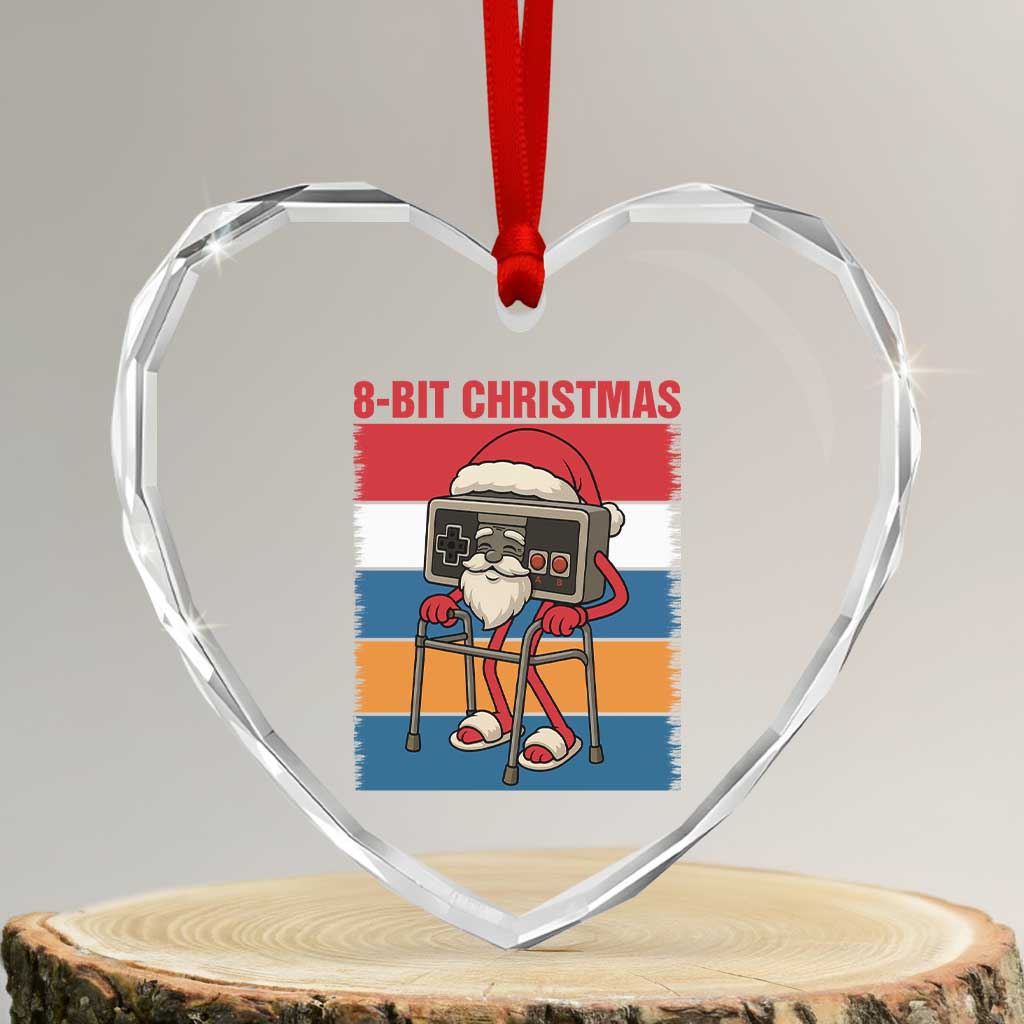 Funny Old Gamer Christmas Heart Crystal Glass Ornament Retro 80s 90s Video Game TS14 Transparent Glass 3'' Heart Print Your Wear