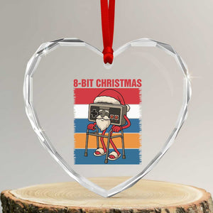 Funny Old Gamer Christmas Heart Crystal Glass Ornament Retro 80s 90s Video Game TS14 Transparent Glass 3'' Heart Print Your Wear