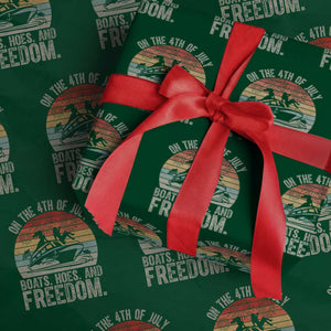 Funny On The 4th Of July Boats Hoes And Freedom Wrapping Paper Roll TS11 Green Print Your Wear