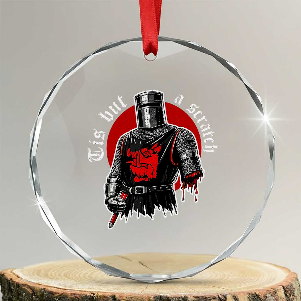 Funny One Arm Knight Medieval Crystal Glass Ornament Tis But A Scratch Classic Dark Humor Parody TS02 Transparent Glass 3'' Circle Print Your Wear