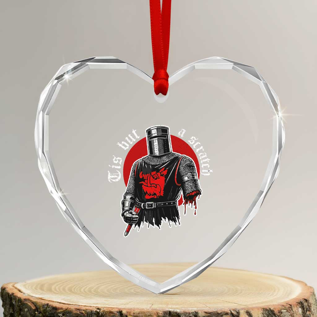 Funny One Arm Knight Medieval Heart Crystal Glass Ornament Tis But A Scratch Classic Dark Humor Parody TS02 Transparent Glass 3'' Heart Print Your Wear