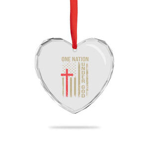 Funny One Nation Under God Heart Crystal Glass Ornament 4th Of July Patriotic Christian American Flag TS11 Print Your Wear