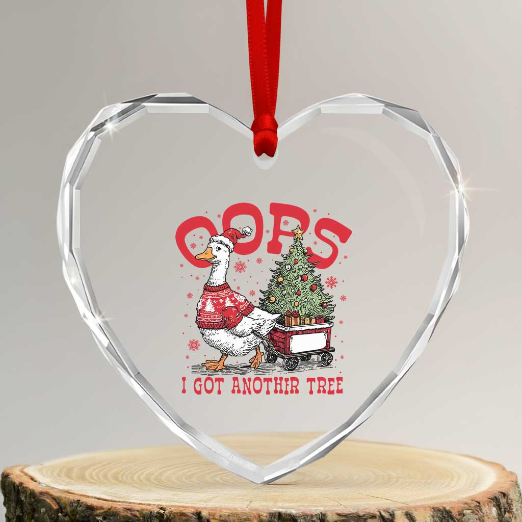 Funny Oops I Got Another Tree Funny Christmas Goose Heart Crystal Glass Ornament TS11 Transparent Glass 3'' Heart Print Your Wear