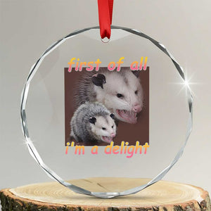 Funny Opossum Crystal Glass Ornament First Of All I'm A Delight TS02 Transparent Glass 3'' Circle Print Your Wear