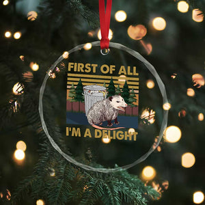 Funny Opossum Crystal Glass Ornament First Of All I'm A Delight Retro Vintage TS02 Print Your Wear