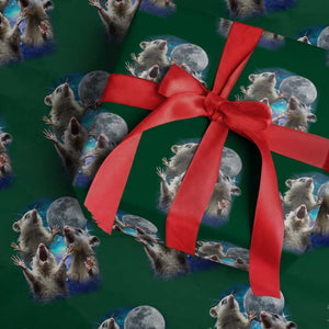 Funny Opossum Meme Wrapping Paper Roll Three Possum Screaming Under The Moon Weird Cursed Meme TS02 Green Print Your Wear